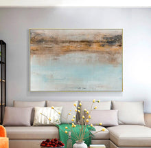 Load image into Gallery viewer, Blue Seascape Painting Yellow Painting Teal Ocean Art Op095