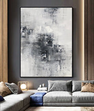 Load image into Gallery viewer, Black And White Abstract Painting on Canvas Minimalist Painting Op027