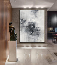 Load image into Gallery viewer, Black And White Abstract Painting on Canvas Minimalist Painting Op027