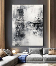 Load image into Gallery viewer, Black White Painting Gray Painting Oversize Wall Art Op040