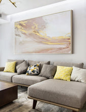Load image into Gallery viewer, Gold Pink White Abstract Painting Oversized Wall Art for Living Room Op001