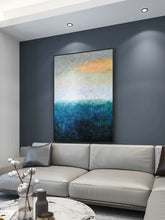 Load image into Gallery viewer, Deep Blue White Yellow Abstract Painting on Canvas Original Yp020