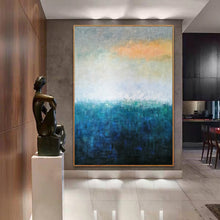 Load image into Gallery viewer, Deep Blue White Yellow Abstract Painting on Canvas Original Yp020