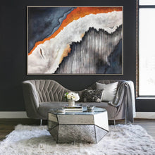 Load image into Gallery viewer, Deep Blue White Modern Abstract Painting Orange Acrylic Painting Np115