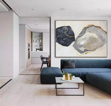 Load image into Gallery viewer, Black White Gold Modern Abstract Painting Giant Wall Canvas Np116