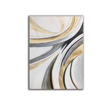 Load image into Gallery viewer, White Gold Grey Abstract Painting on Canvas Oversized Canvas Art Np103