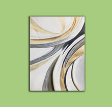 Load image into Gallery viewer, White Gold Grey Abstract Painting on Canvas Oversized Canvas Art Np103