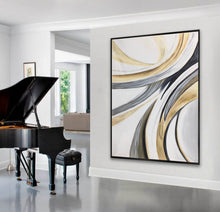 Load image into Gallery viewer, White Gold Grey Abstract Painting on Canvas Oversized Canvas Art Np103