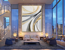 Load image into Gallery viewer, White Gold Grey Abstract Painting on Canvas Oversized Canvas Art Np103