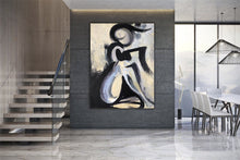 Load image into Gallery viewer, Black And White Abstract Painting On Canvas For Living Room Kp034