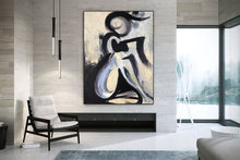 Load image into Gallery viewer, Black And White Abstract Painting On Canvas For Living Room Kp034