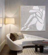 Load image into Gallery viewer, Nude Art Gray And White Art Abstract Painting Dp058