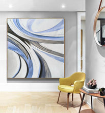Load image into Gallery viewer, Blue White Grey Abstract Painting Huge Wall Art Abstract Np076