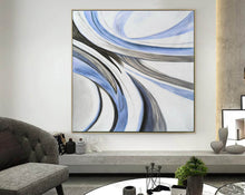Load image into Gallery viewer, Blue White Grey Abstract Painting Huge Wall Art Abstract Np076