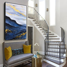 Load image into Gallery viewer, Large Blue Gold Painting on Canvas Abstract Painting Original Np074