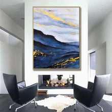 Load image into Gallery viewer, Large Blue Gold Painting on Canvas Abstract Painting Original Np074