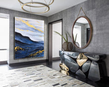 Load image into Gallery viewer, Large Blue Gold Painting on Canvas Abstract Painting Original Np074