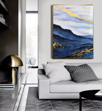Load image into Gallery viewer, Large Blue Gold Painting on Canvas Abstract Painting Original Np074