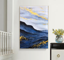 Load image into Gallery viewer, Large Blue Gold Painting on Canvas Abstract Painting Original Np074
