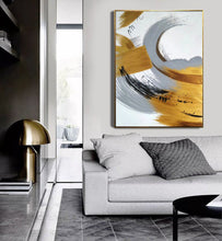 Load image into Gallery viewer, White Gold Grey Contemporary Art Hand Painted Abstract Painting Np075