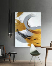 Load image into Gallery viewer, White Gold Grey Contemporary Art Hand Painted Abstract Painting Np075