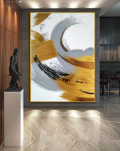 Load image into Gallery viewer, White Gold Grey Contemporary Art Hand Painted Abstract Painting Np075
