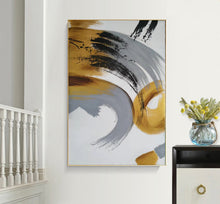 Load image into Gallery viewer, Black White Gold Abastract Painting Modern Abstract Art Np102