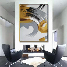 Load image into Gallery viewer, Black White Gold Abastract Painting Modern Abstract Art Np102