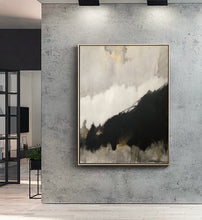 Load image into Gallery viewer, Original Black Abstract Minimalist Art Painting, Gold Painting Gray Painting Gp015
