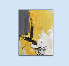 Load image into Gallery viewer, Yellow White Grey Oversized Abstract Painting Modern Art Cp008