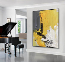 Load image into Gallery viewer, Yellow White Grey Oversized Abstract Painting Modern Art Cp008