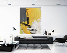 Load image into Gallery viewer, Yellow White Grey Oversized Abstract Painting Modern Art Cp008