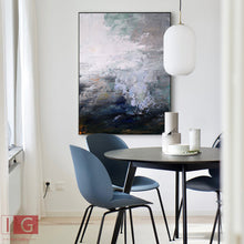 Load image into Gallery viewer, Blue White Gray Abstract Painting Neutral Abstract Art Qp051
