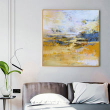 Load image into Gallery viewer, Blue Yellow Abstract Painting on Canvas Pink Landscape Painting Op061