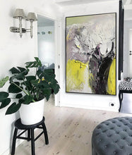 Load image into Gallery viewer, Yellow Grey Black Abstract Paintings on Canvas Colourful Wall Art Cp006