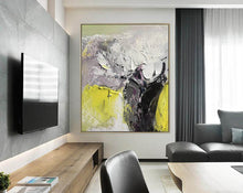 Load image into Gallery viewer, Yellow Grey Black Abstract Paintings on Canvas Colourful Wall Art Cp006