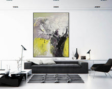 Load image into Gallery viewer, Yellow Grey Black Abstract Paintings on Canvas Colourful Wall Art Cp006