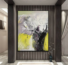 Load image into Gallery viewer, Yellow Grey Black Abstract Paintings on Canvas Colourful Wall Art Cp006