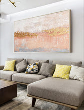 Load image into Gallery viewer, Gold Pink Abstract Art Yellow Painting Oversized Modern Wall Art Op013