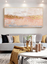 Load image into Gallery viewer, Gold Pink Abstract Art Yellow Painting Oversized Modern Wall Art Op013