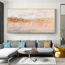 Load image into Gallery viewer, Gold Pink Abstract Art Yellow Painting Oversized Modern Wall Art Op013