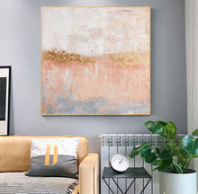 Load image into Gallery viewer, Pink Gold Gray Leaf Abstract Painting on Canvas Op026