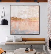 Load image into Gallery viewer, Pink Gold Gray Leaf Abstract Painting on Canvas Op026