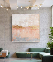 Load image into Gallery viewer, Pink Gold Gray Leaf Abstract Painting on Canvas Op026