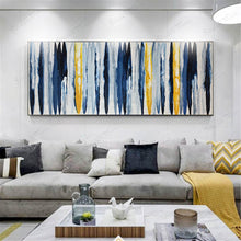 Load image into Gallery viewer, Navy Blue Yellow Original Acrylic Art Decor Huge Artwork Gp056