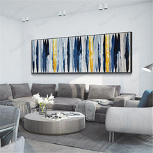 Load image into Gallery viewer, Navy Blue Yellow Original Acrylic Art Decor Huge Artwork Gp056