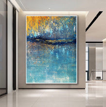 Load image into Gallery viewer, Oversized Living Room Painting Blue Yellow Modern Abstract Painting Bp036