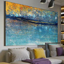 Load image into Gallery viewer, Oversized Living Room Painting Blue Yellow Modern Abstract Painting Bp036