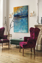 Load image into Gallery viewer, Oversized Living Room Painting Blue Yellow Modern Abstract Painting Bp036