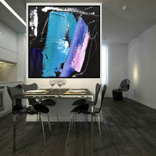 Load image into Gallery viewer, Black Blue Pink Abstract Acrylic Painting Large Canvas Art Cp002